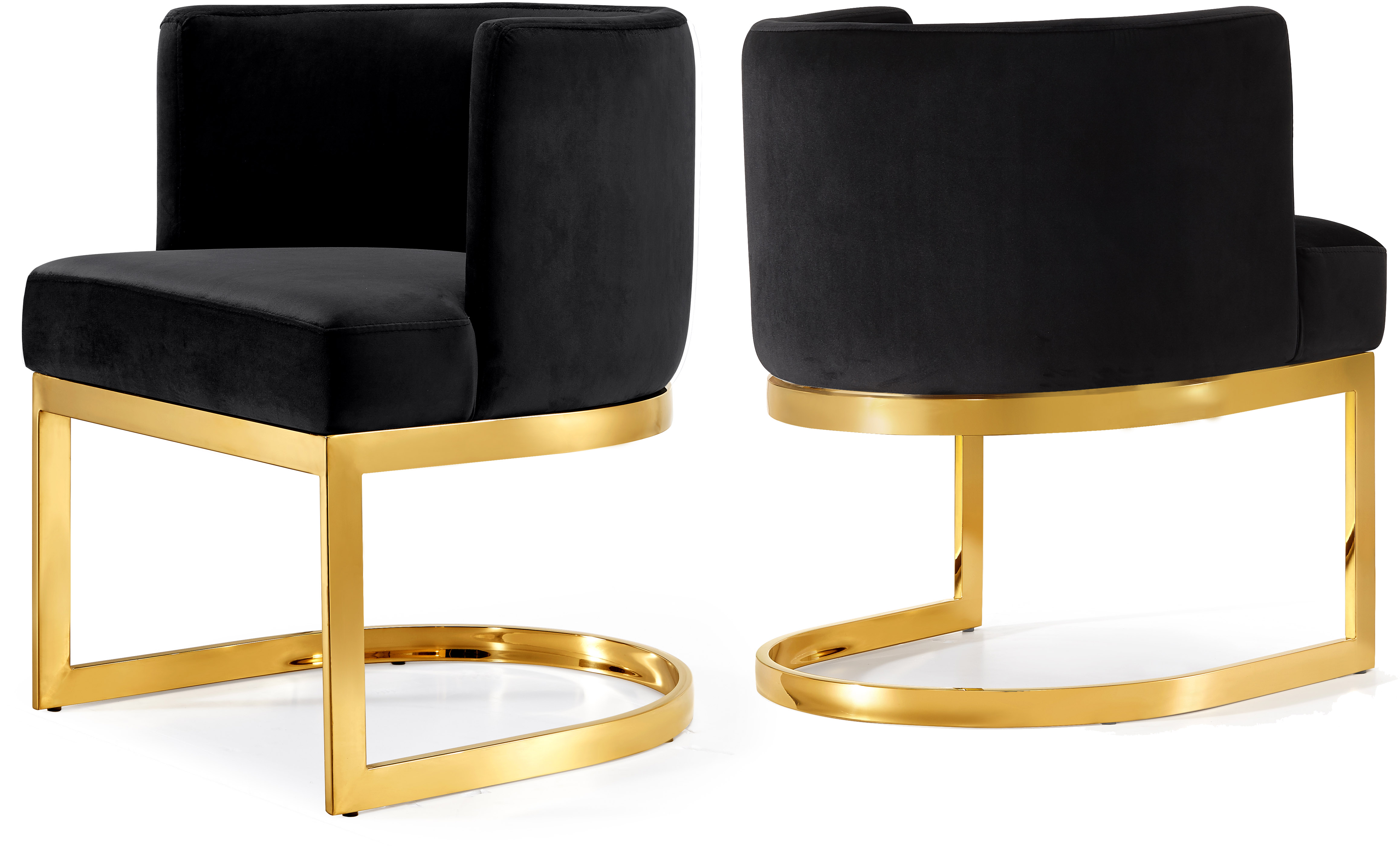 Gianna Velvet Dining Chair, Black + Gold Legs Buy Online at Best Price