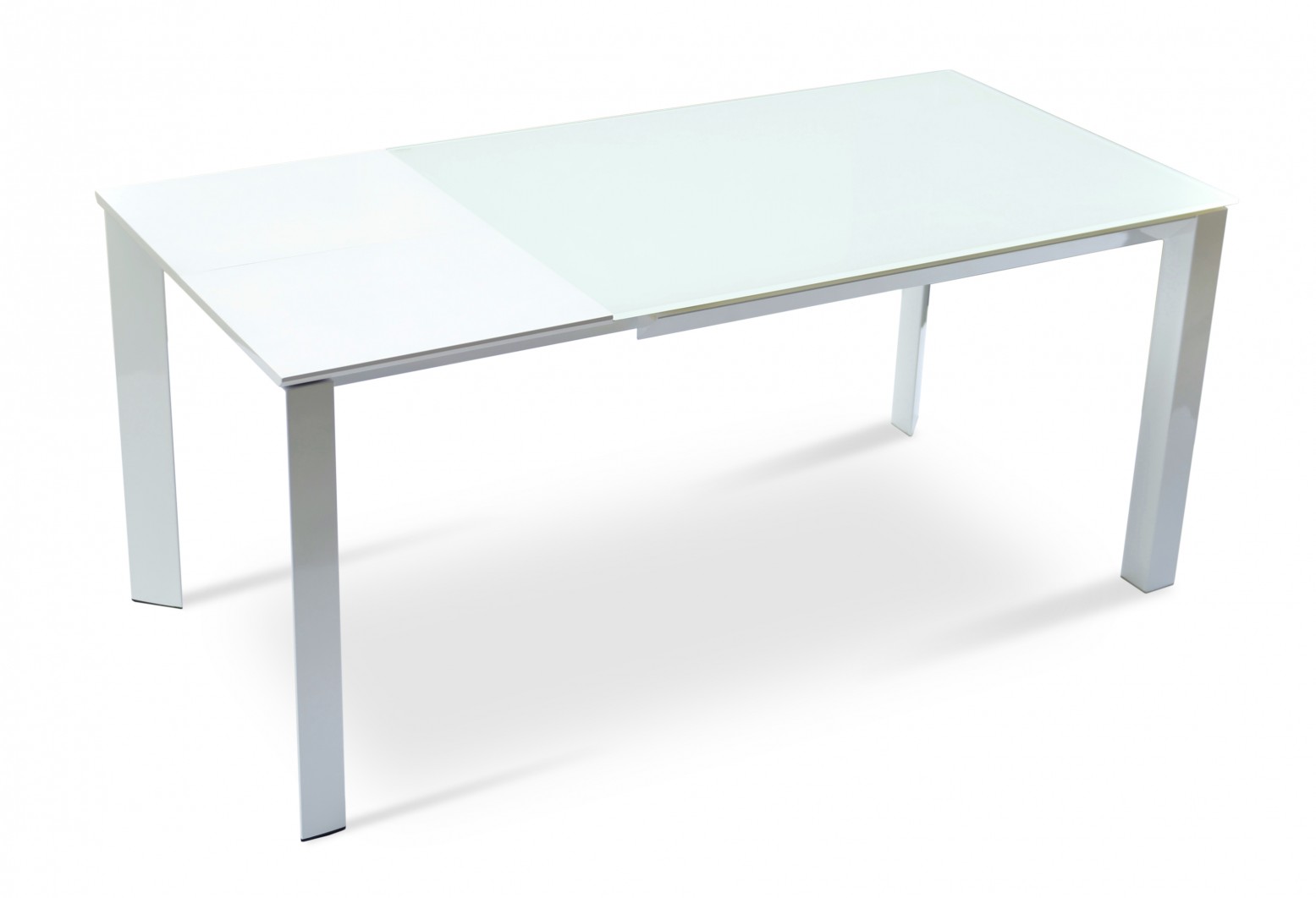White Frosted Glass Extending Dining Table Alaska Part Assembled Solid Wood With Maple Finish