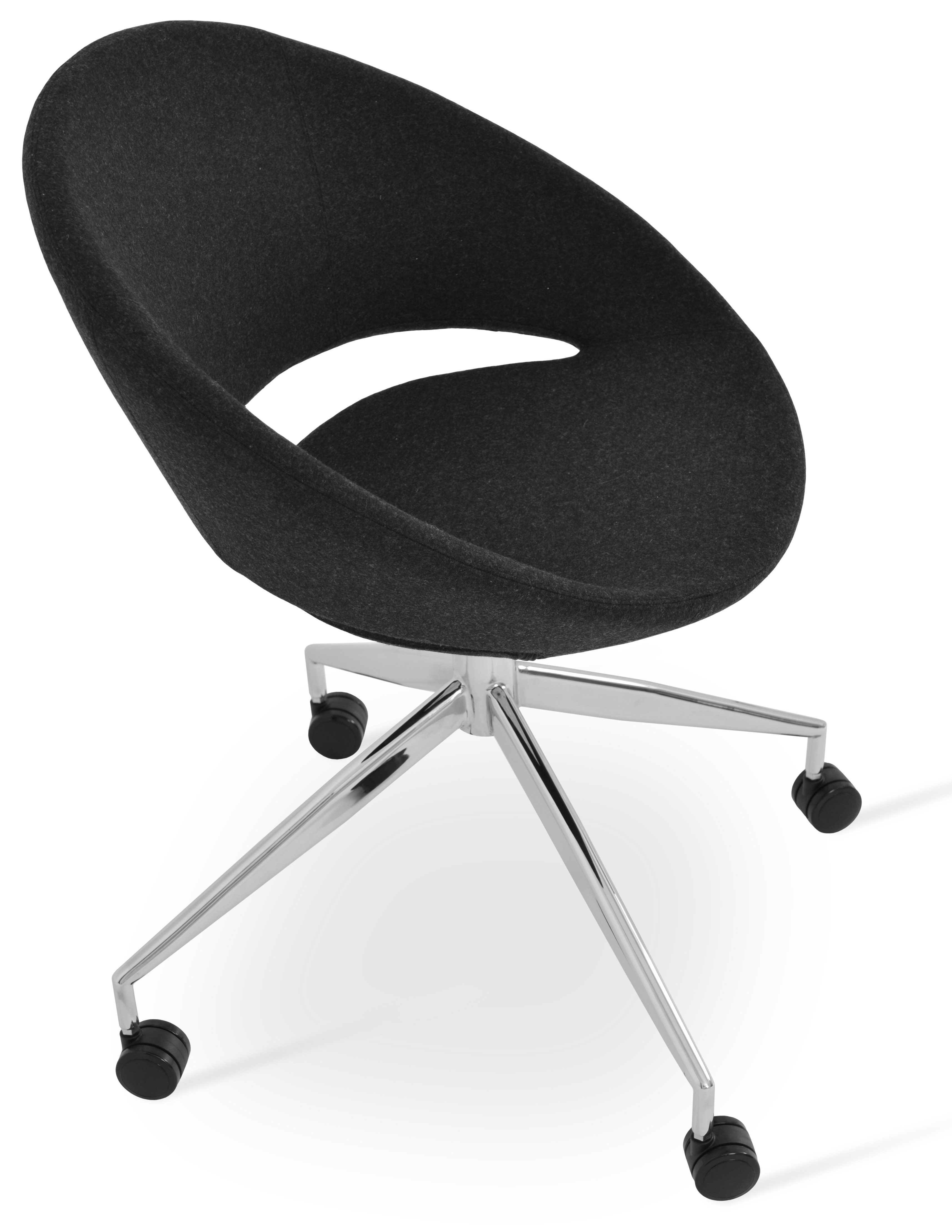 crescent spider swivel chair wcaster charcoal wool
