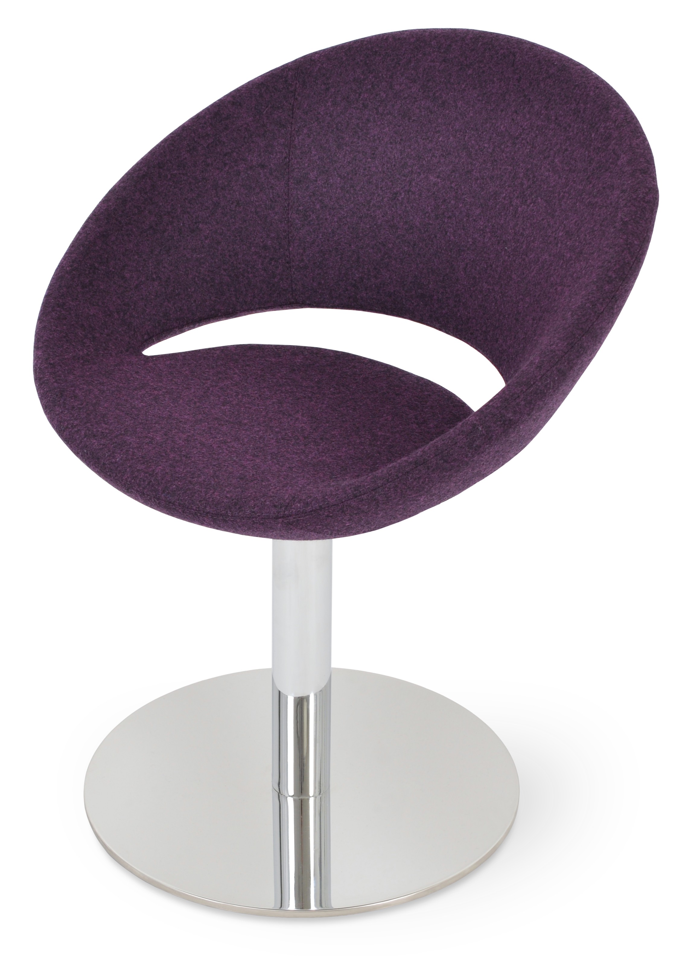 Crescent Round Swivel Chair Deep Maroon Camira Wool Large Seat Set Of 4 By Sohoconcept Furniture