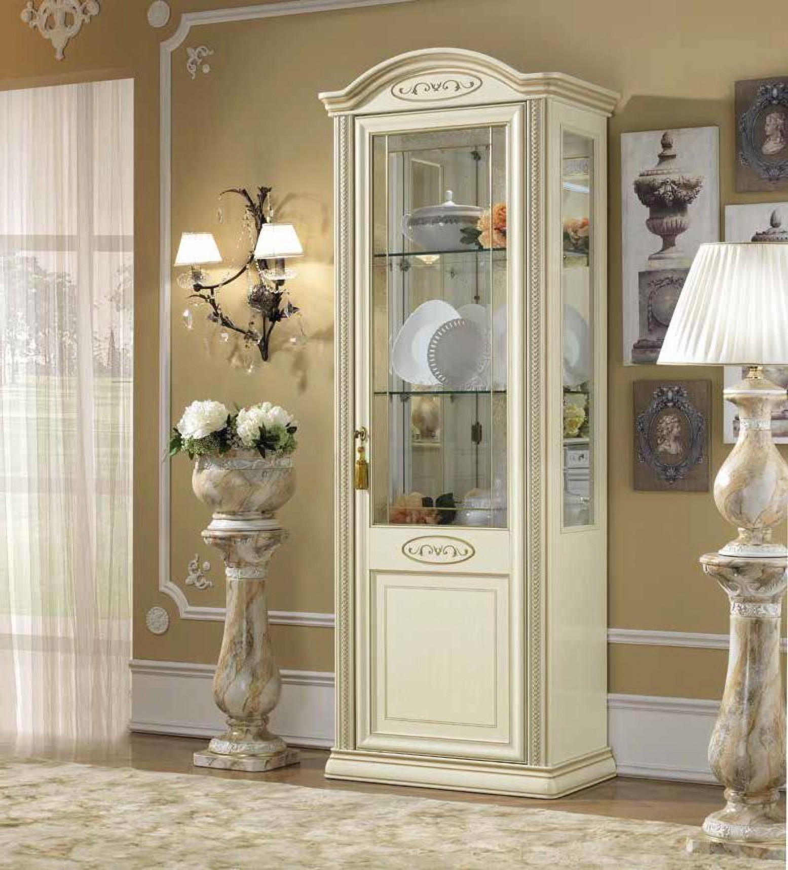 Siena 1 Door China Cabinet Ivory Buy Online At Best Price