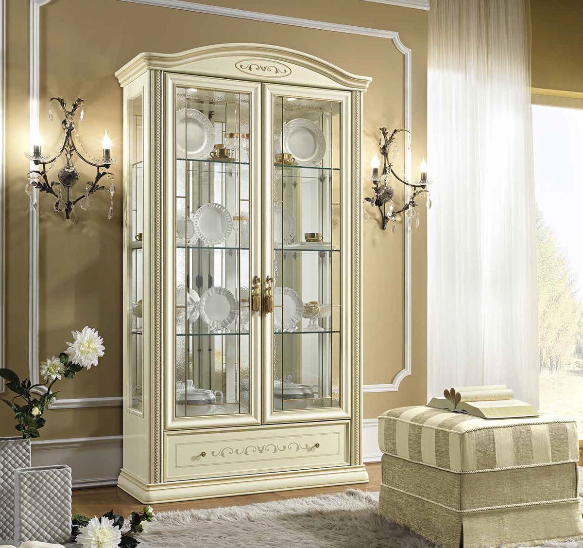 Siena 2 Door China Cabinet Ivory Buy Online At Best Price